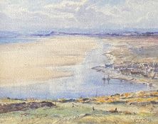 Original signed watercolour by David West depicting Scottish View Lossiemouth from the Hill