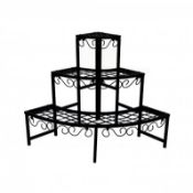 (LF39) 3 Tier Corner Metal Garden Flower Plant Stand Display Shelf Our black steel flower st...