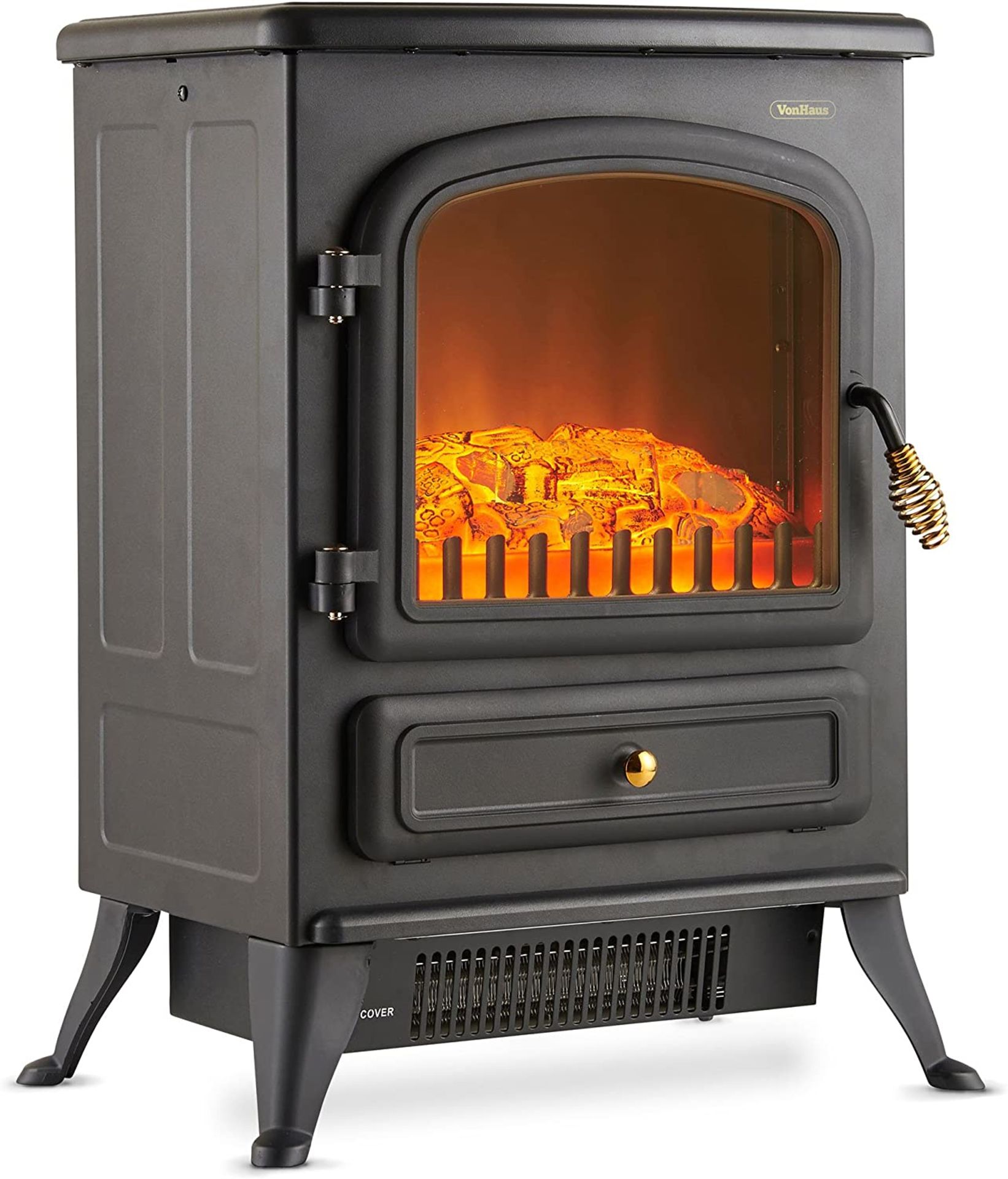 (TD68) Electric Stove Heater with Log Burner Flame Effect – 1850W, Black – Freestanding Fir... - Image 2 of 3