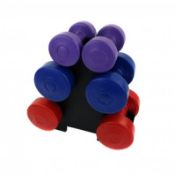 (LF228) 12kg Vinyl Hand Dumbbell Workout Weight Set Including Stand The dumbbell set is idea...