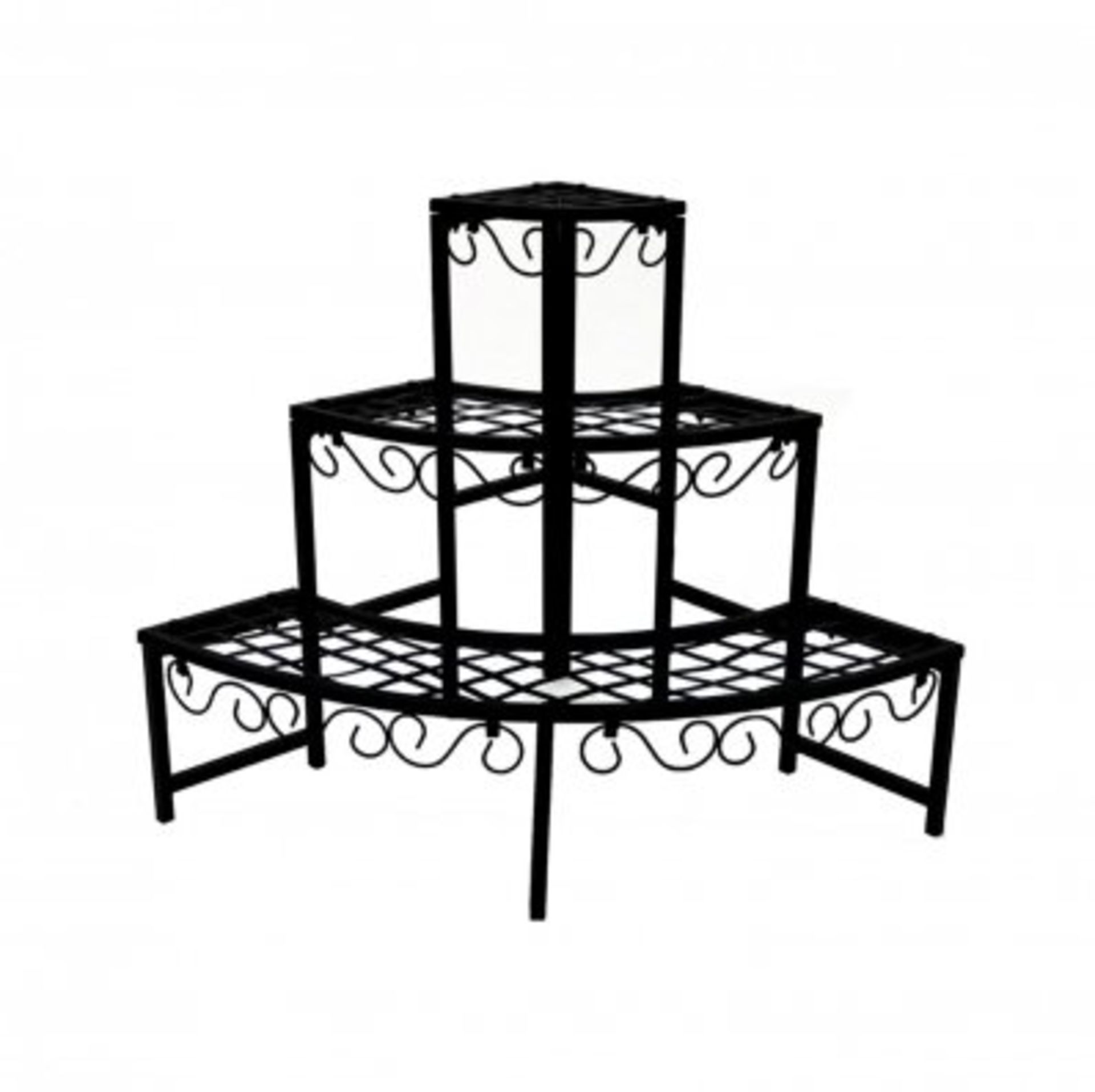 (LF39) 3 Tier Corner Metal Garden Flower Plant Stand Display Shelf Our black steel flower st...