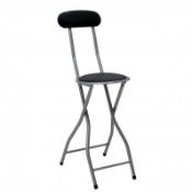 (LF84) Black Padded Folding High Chair Breakfast Kitchen Bar Stool Seat Perfect for sit...