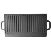 (LF128) Cast Iron Non Stick Reversible Griddle Pan BBQ Grill Plate Dimensions: 42.5 x 23cm Hi...