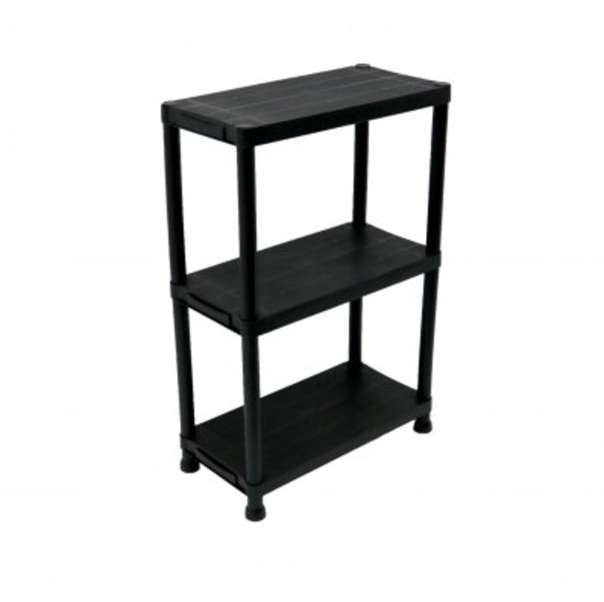 (LF32) 3 Tier Black Plastic Heavy Duty Shelving Racking Storage Unit The black plastic racki...