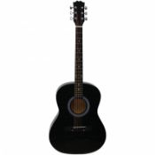 (LF248) Black 39" Full Size 4/4 6 String Steel Strung Acoustic Guitar Perfect for beginners ...