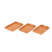 (LF264) Set of 3 Wooden Bamboo Breakfast Serving Trays Platters Dimensions: L:42 x 30.3 x 5cm ...