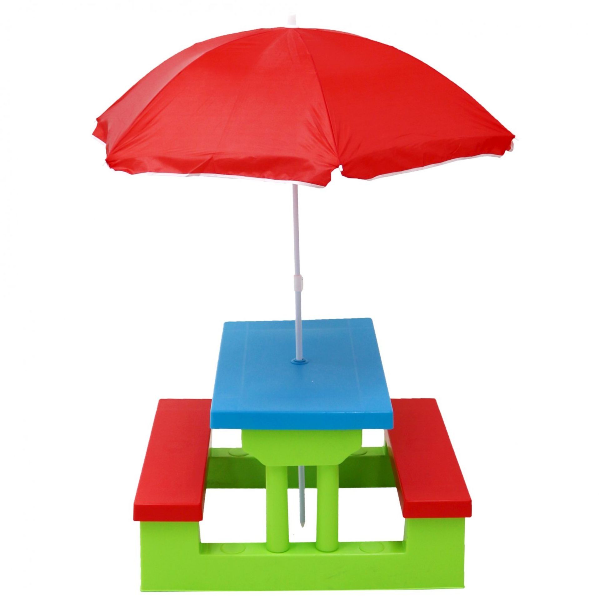 (LF38) Kids Childrens Picnic Bench Table Set Outdoor Parasol Furniture This colourful picnic... - Image 2 of 2