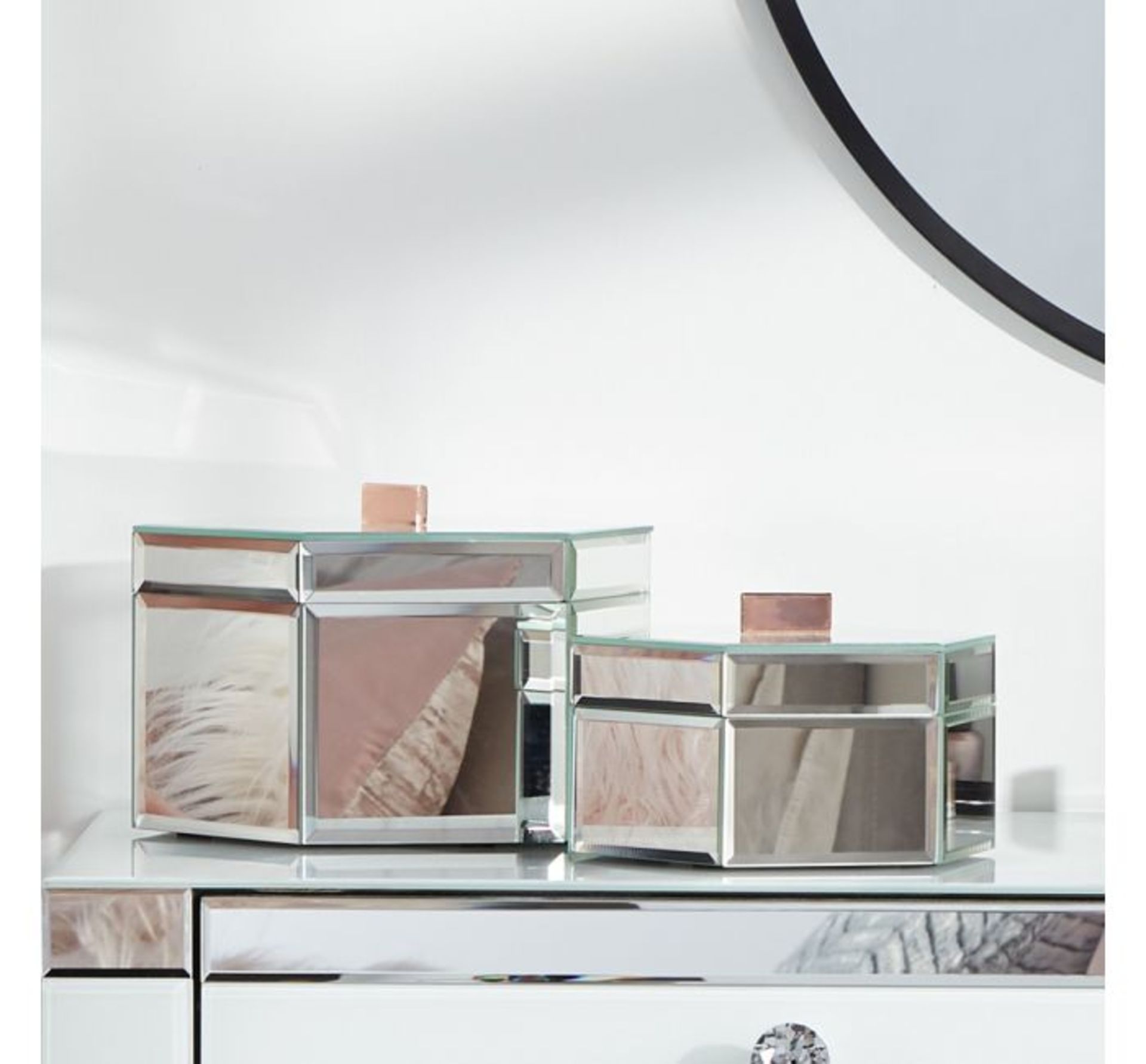 (MY46) Silver Mirrored Trinket Boxes - Set Of 2 Keep your space neat and tidy and your trinket...