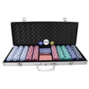 (LF252) Poker Set - 500 Piece Complete With Chips, Cards, Dice, And Casino Style Case S...