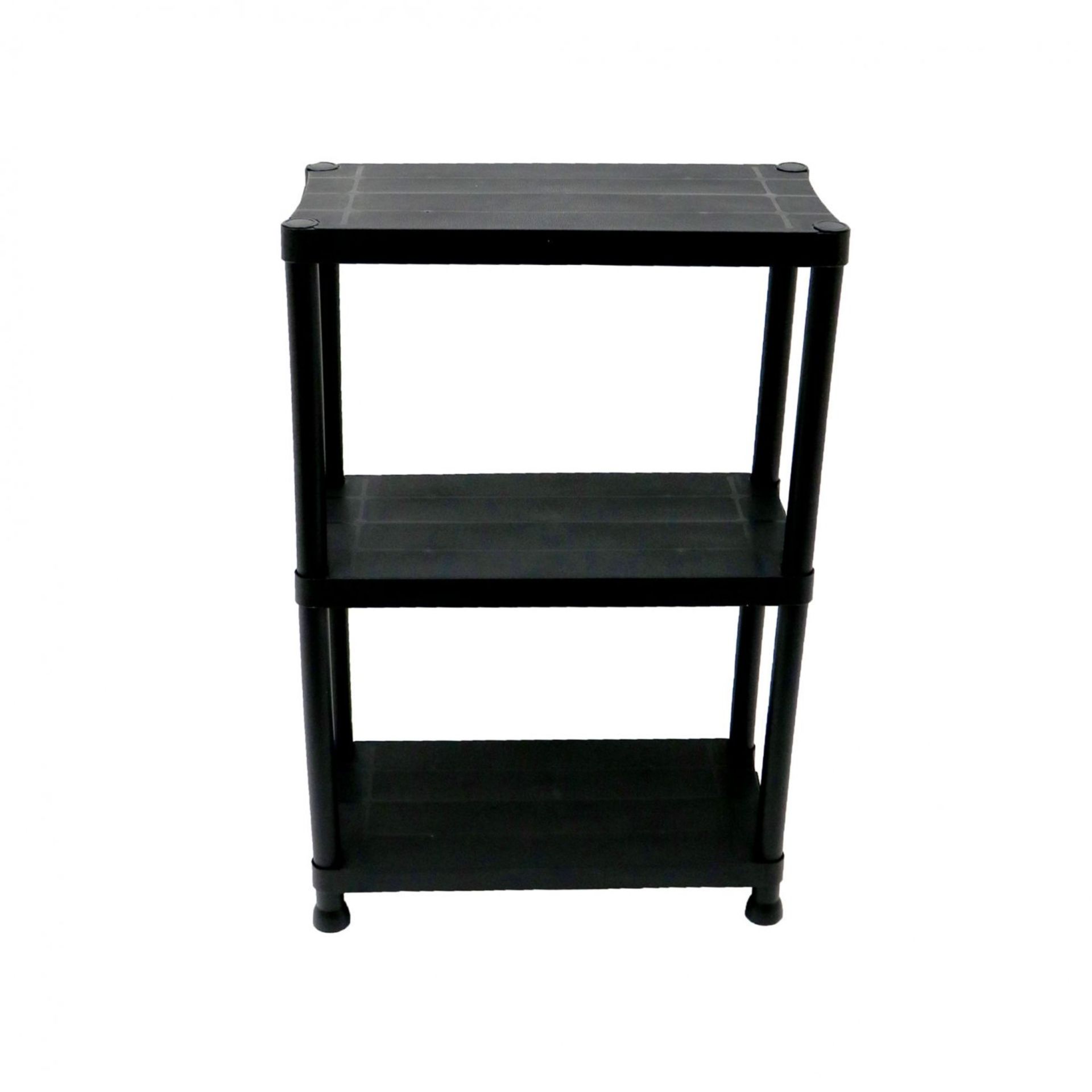 (LF32) 3 Tier Black Plastic Heavy Duty Shelving Racking Storage Unit The black plastic racki... - Image 2 of 2