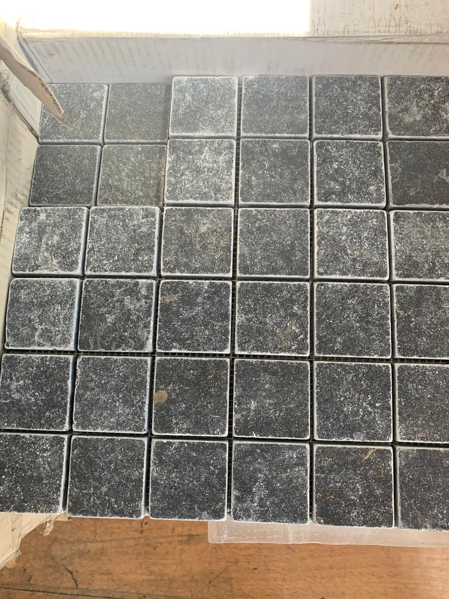 200 x Black Tumbled Travertine Mosaic 4.8x4.8cm