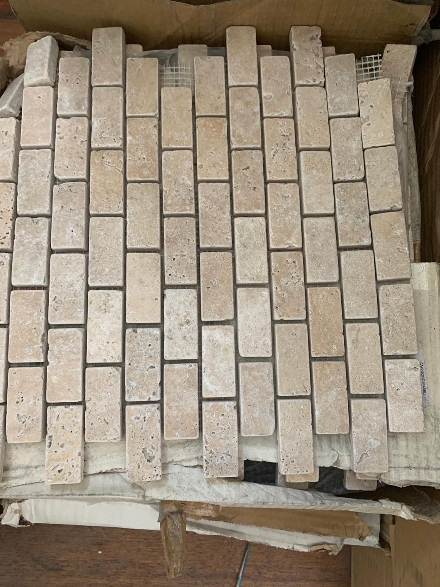 200 x Light Tumbled Travertine Mosaic 2.3x4.8cm