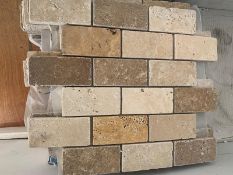 100 x Scambus Tumbled Travertine Mosaic 4.8x10cm