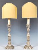 Pair of silver plated candlesticks converted to table lamps