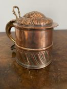 C19th copper embossed lidded jug