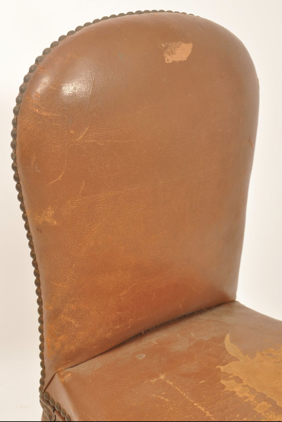 A 19th century oak and leather gout stool in the form of a French fauteuil. - Image 4 of 6
