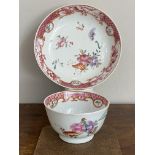 C18th Chinese famille rose tea bowl and saucer