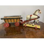Wooden toy horse and Cart