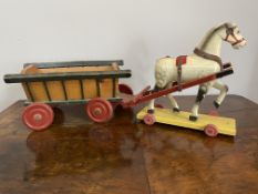 Wooden toy horse and Cart