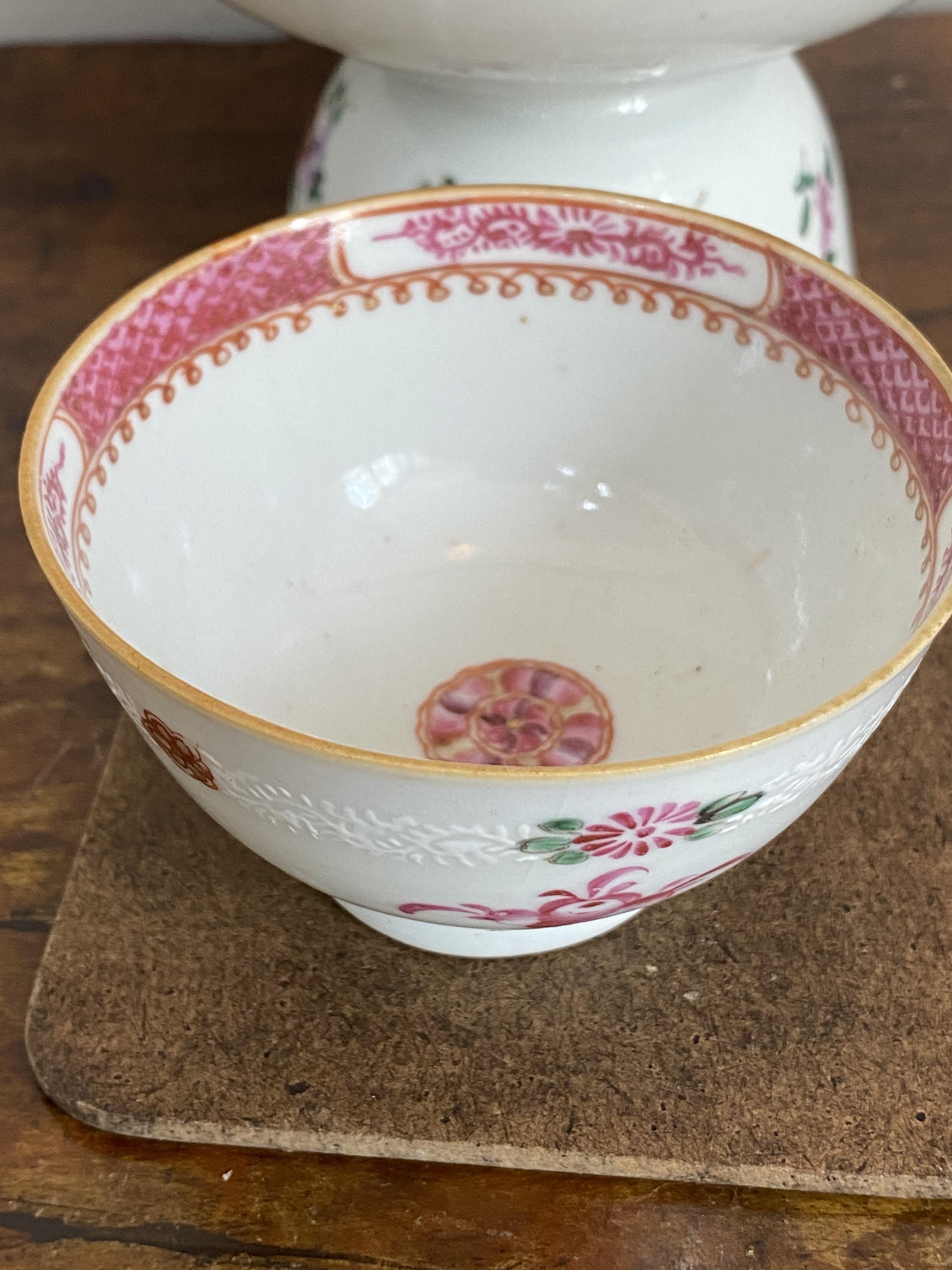 C18th Chinese famille rose tea bowl and saucer - Image 3 of 6