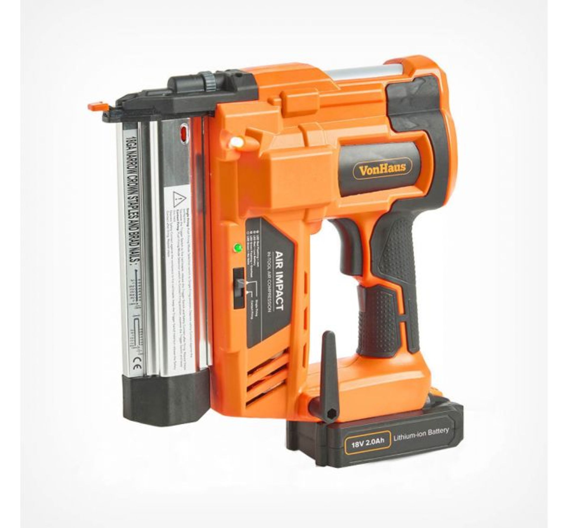 (GE48) Cordless Nail & Staple Gun Features smooth action trigger switch, two firing modes, dep...