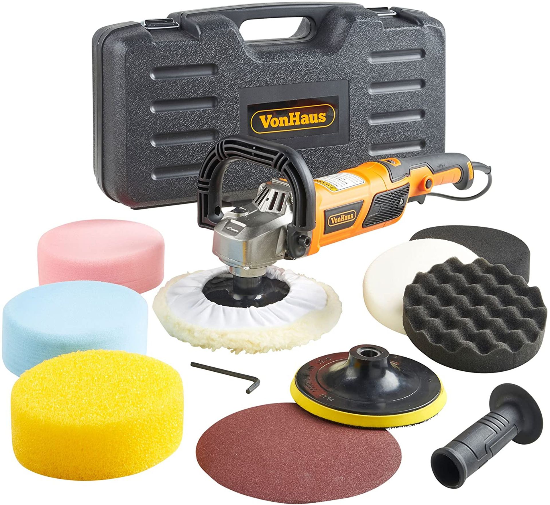 (WK31) Car Polisher Kit - Rotary Polishing/Sanding Machine 1200w with Sponges, Buffer Pads Pape... - Bild 2 aus 2