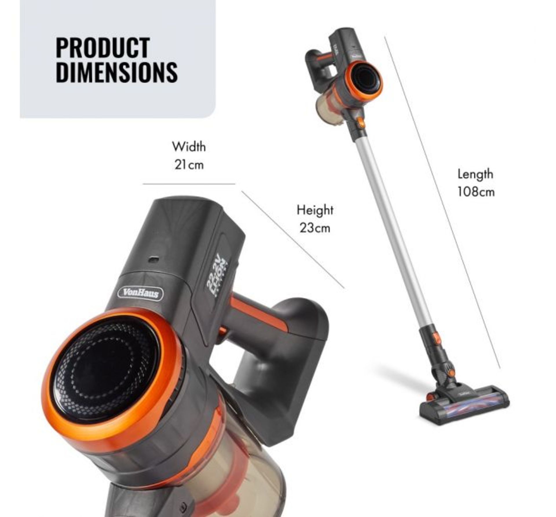 (WK21) Grey Cordless Handheld Vacuum Powered by a 22.2V Lithium-ion battery, a mechanism with1... - Bild 2 aus 2