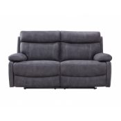 Brand New Boxed 2 Seater Arlo Electric Reclining Sofa In Charcoal Grey Fabric