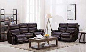 Brand New Boxed 3 Seater Plus 2 Seater Paddington Black Leather Reclining Sofas