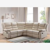 Brand New Boxed Supreme 2C2 Cream Leather Reclining Sofa