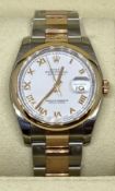 Gents Rolex Datejust 116201 36mm Everose Gold & Stainless Steel *4 Years Gtee Remaining