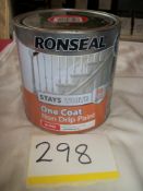 Ronseal Stays White One Coat Non Drip Paint Gloss Pure Brilliant White 2.5ltr