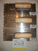 3 x Square Notched Trowel