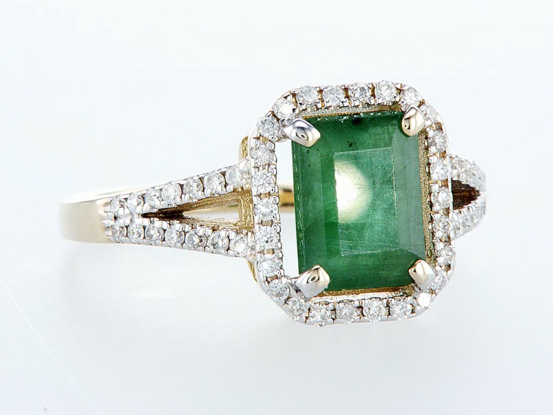 14 kt. White gold, Yellow gold - Ring - 2.01 ct Emerald - Diamonds - Image 6 of 7