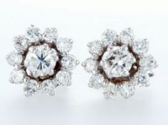 14 kt. White gold - Earrings - 1.30 ct Diamond - Diamonds