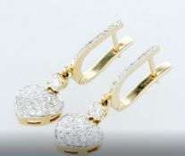 14 k. Yellow gold - Earrings Round Brilliant Diamond -0.97ctw