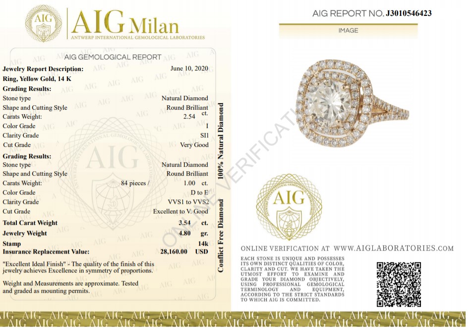 14 kt. Yellow gold - Ring - 3.54 ct Diamond - Diamonds - Image 8 of 8