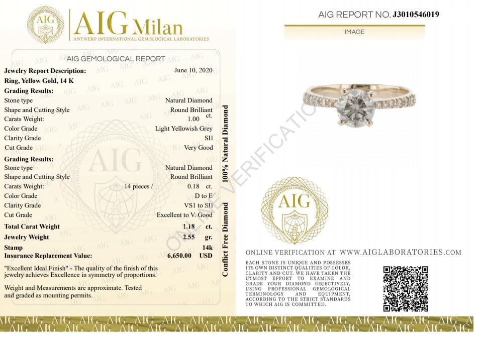 14 kt. Yellow gold - Ring - 1.18 ct Diamond - Diamonds - Image 5 of 5