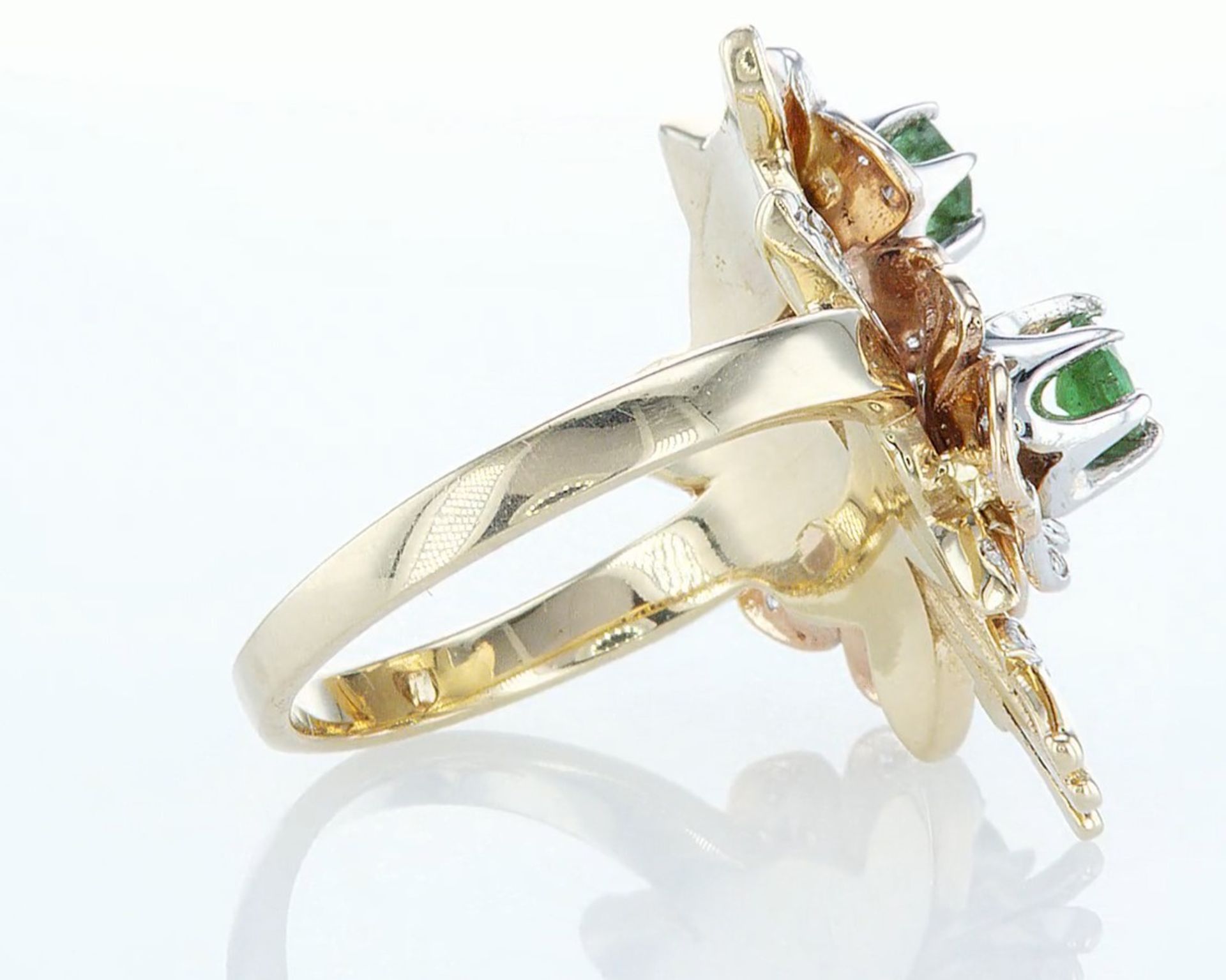 14 kt. Yellow gold - Ring - 1.54 ct Emerald - Diamonds - Image 5 of 6