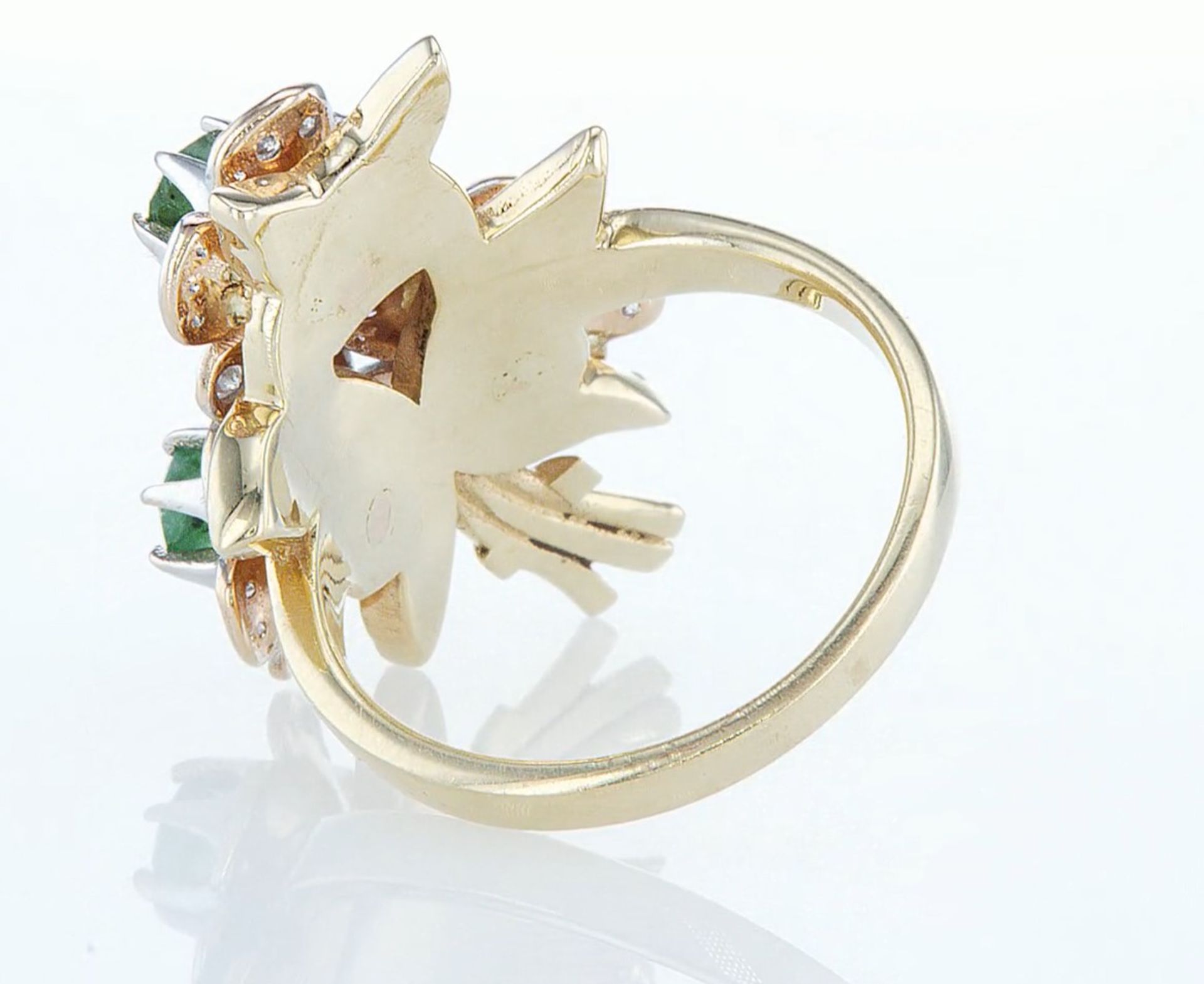 14 kt. Yellow gold - Ring - 1.54 ct Emerald - Diamonds - Image 4 of 6