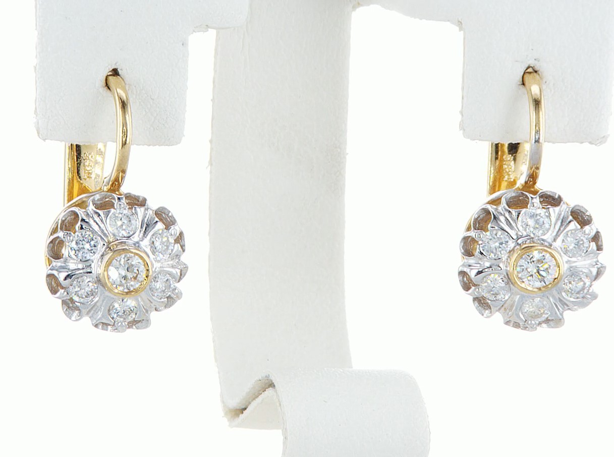 18 kt. White &Yellow gold - Earrings - 0.86 ct Diamond - Diamonds