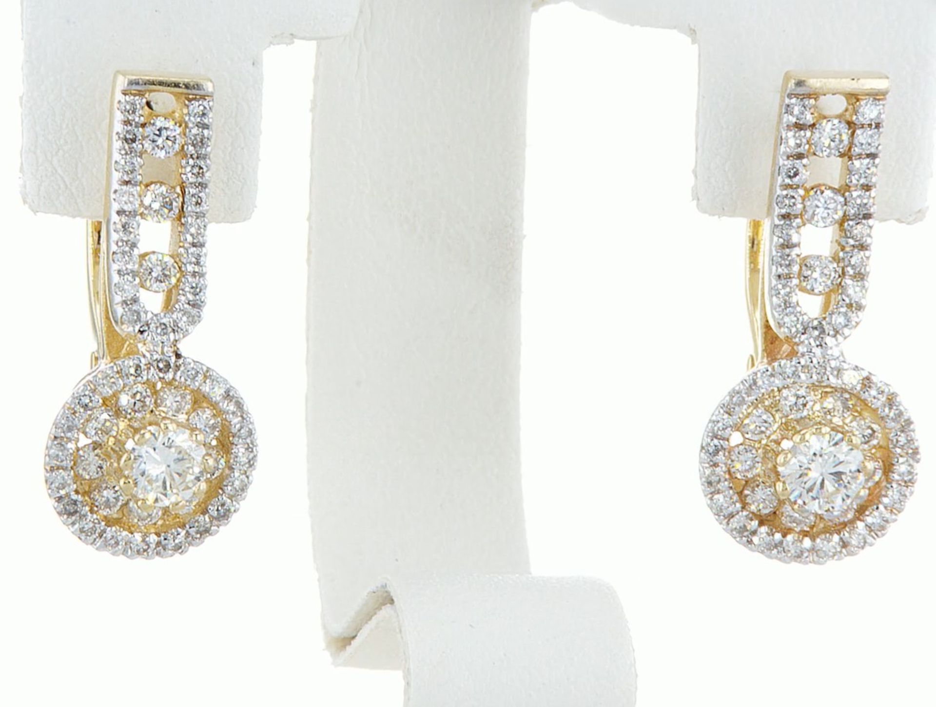 14 kt. White gold - Earrings - 1.46 ct Diamond - Diamonds