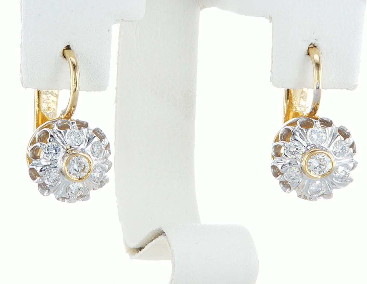 18 kt. White &Yellow gold - Earrings - 0.86 ct Diamond - Diamonds - Image 4 of 6