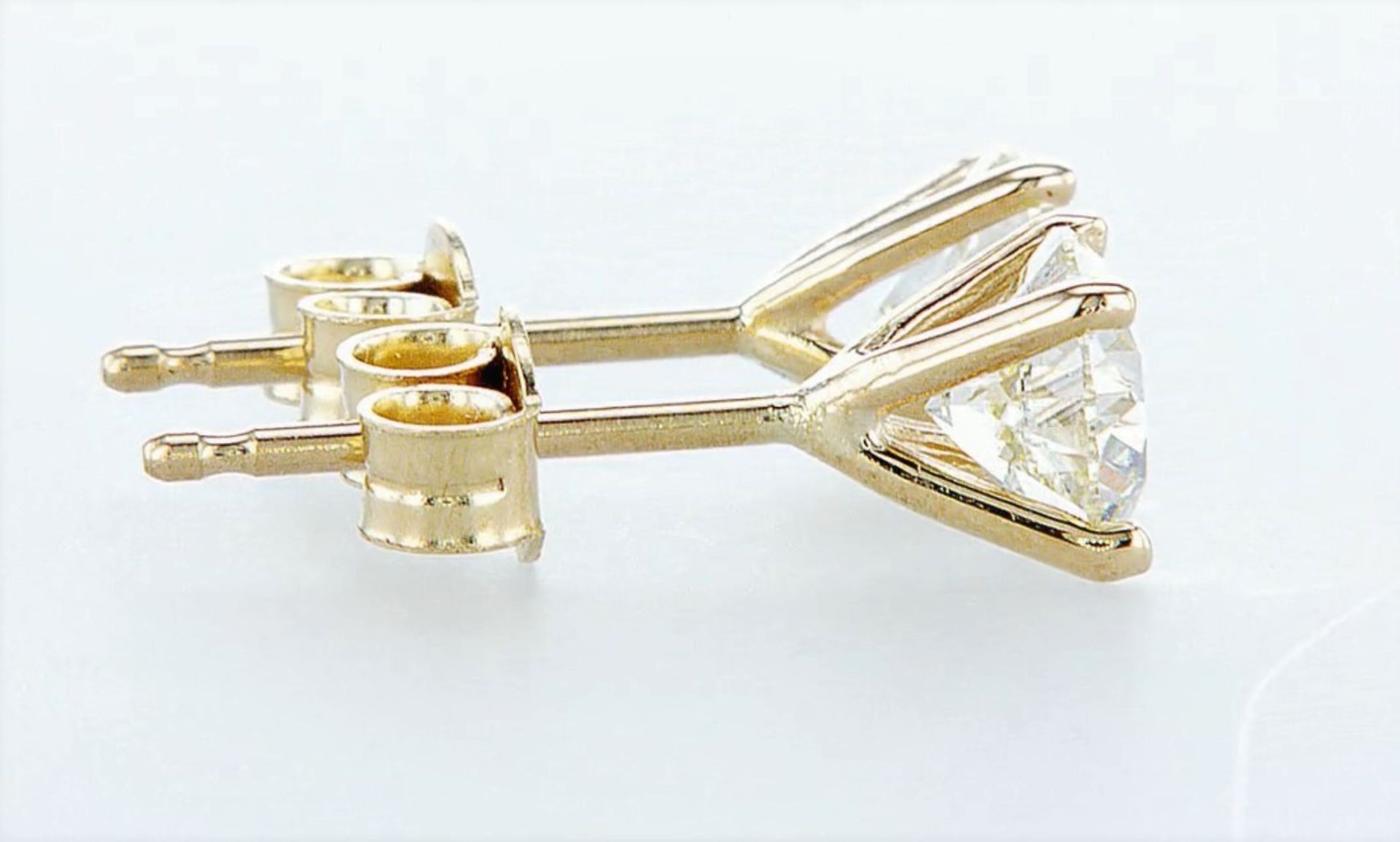 14 kt. Yellow gold - Earrings - 1.40 ct Diamond - GIA CERTS - Image 2 of 5