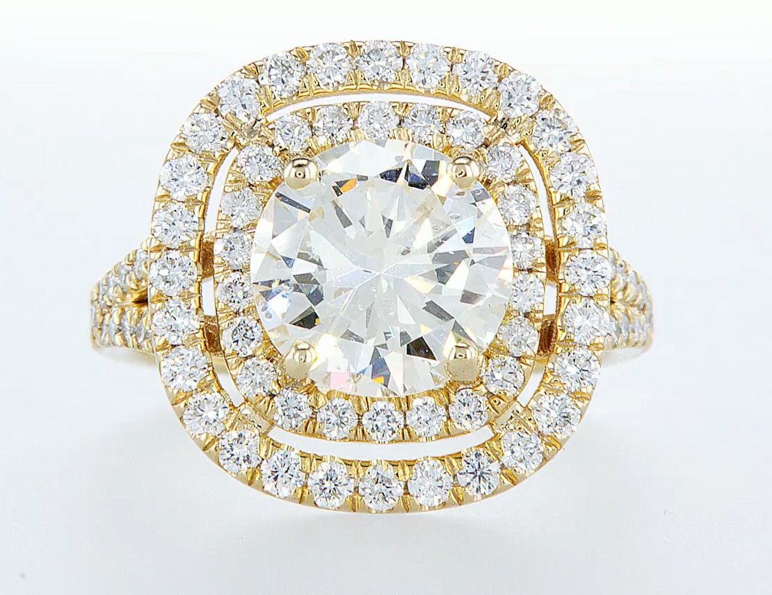 14 kt. Yellow gold - Ring - 3.54 ct Diamond - Diamonds
