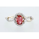 14 kt. White gold, Yellow gold - Ring - 0.59 ct Ruby - Diamonds