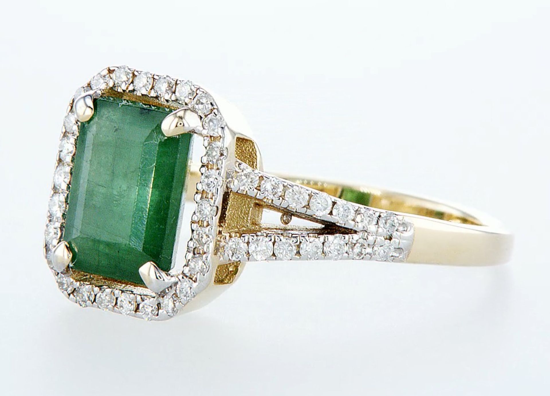 14 kt. White gold, Yellow gold - Ring - 2.01 ct Emerald - Diamonds - Image 2 of 7
