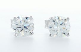 14 kt. White gold - Earrings - 1.01 ctw Diamond - GIA CERTS