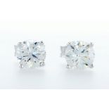 14 kt. White gold - Earrings - 1.01 ctw Diamond - GIA CERTS