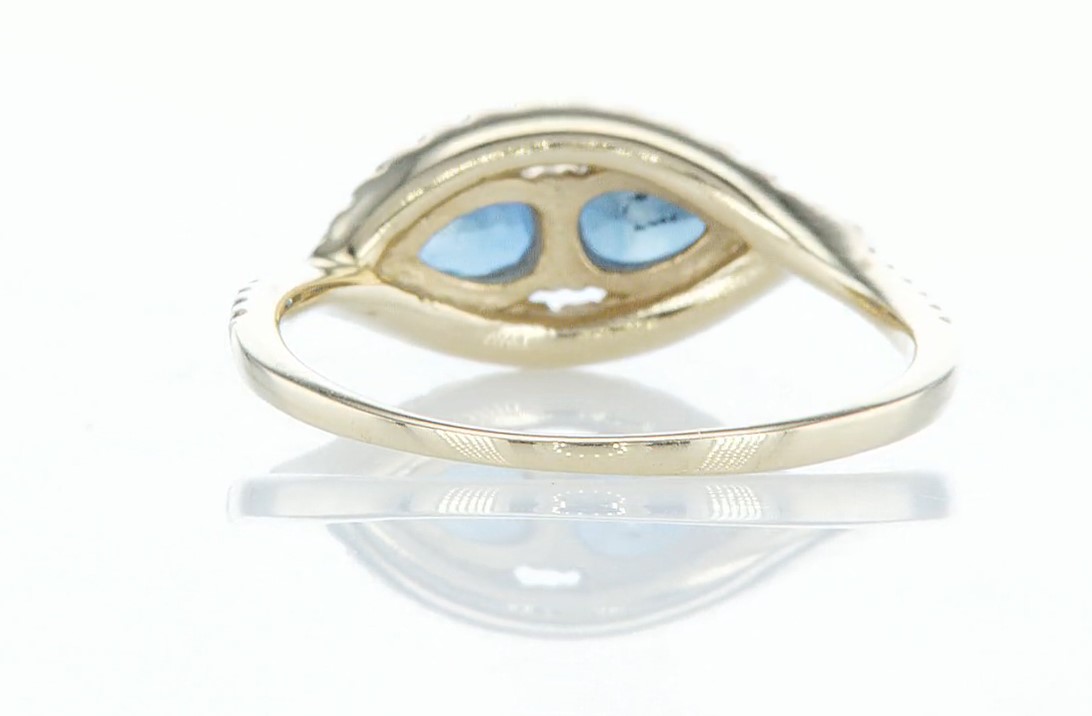 14 kt. Yellow gold - Ring - 1.00 ct Sapphire - Diamonds - Image 4 of 6